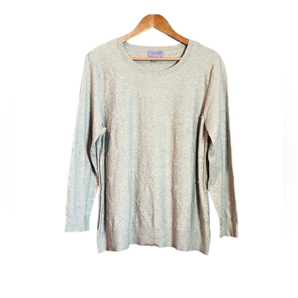 NWT! Laura Scott grey beaded sweater